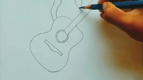 A cute girls with guitar beautiful drawing 😍