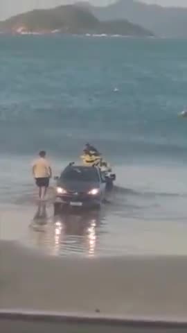 Launching a Jet Ski from a beach