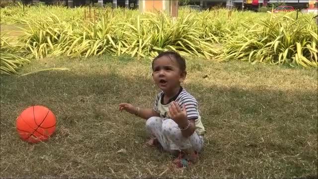 Cute baby playing in garden-baby behavior