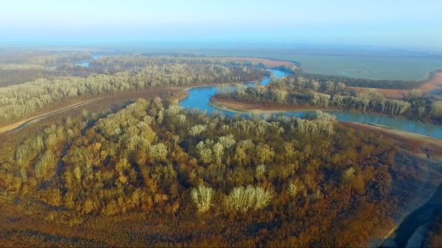 Nature of Russia 2022 . Terek River. Video from drone