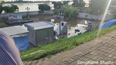 Mekong River from Vientiane point of view in raining season