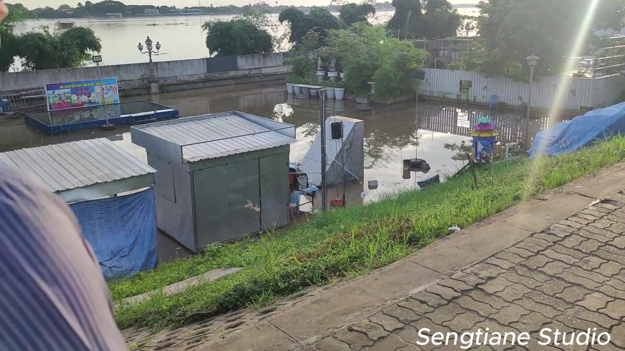 Mekong River from Vientiane point of view in raining season