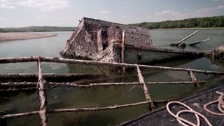 Sunken WW2 German warships emerge from Danube river