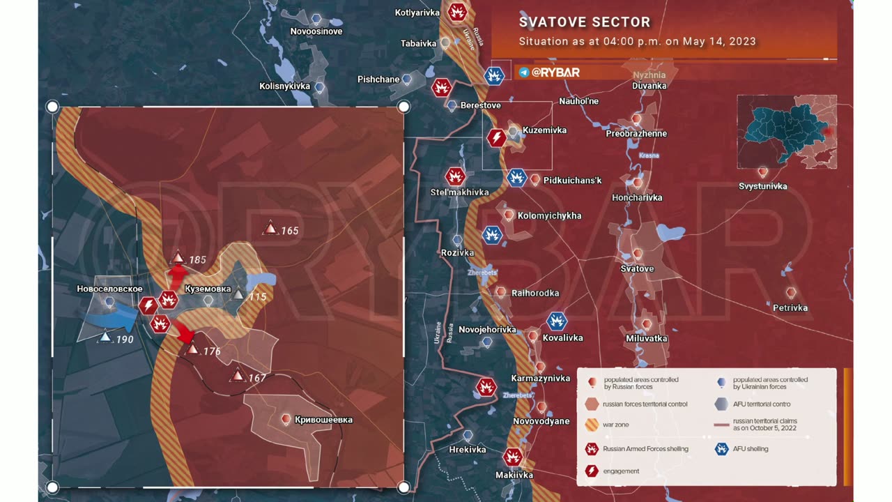 Svatove sector , Situation as of May, 14