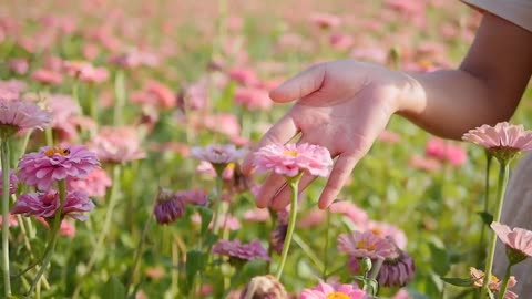 A field of pink flowers