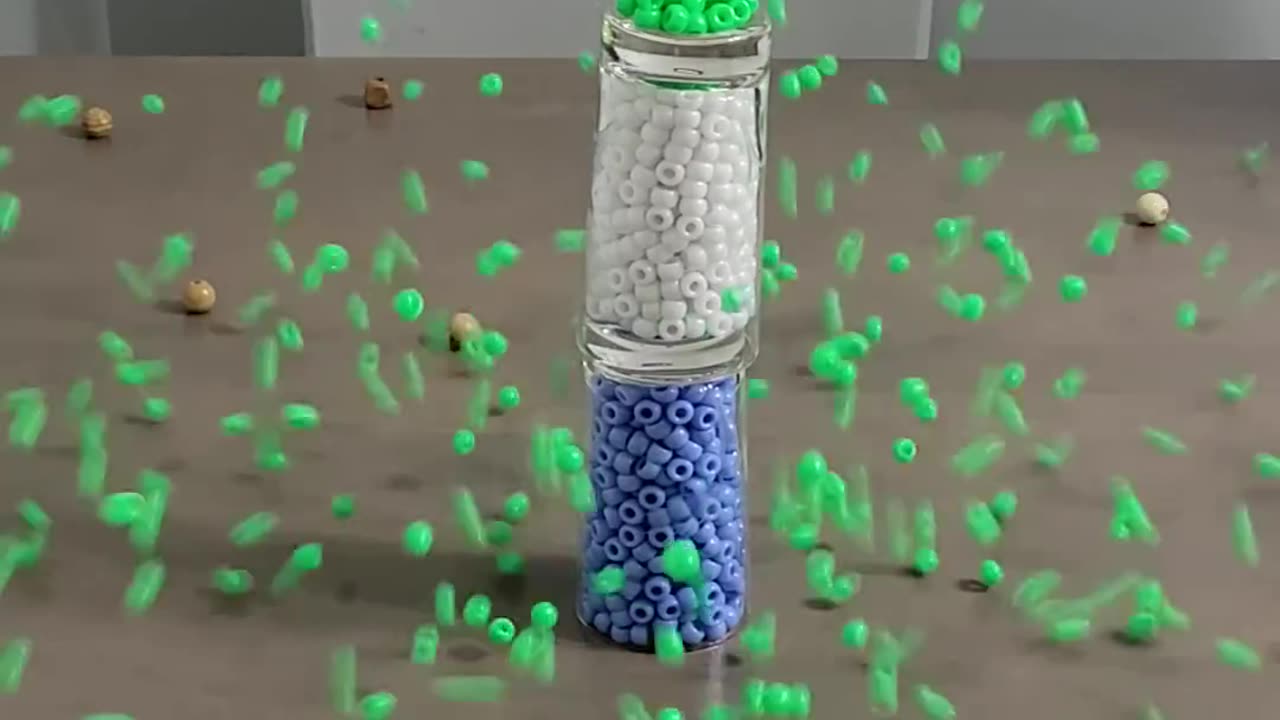 tower of plastic and wooden beads