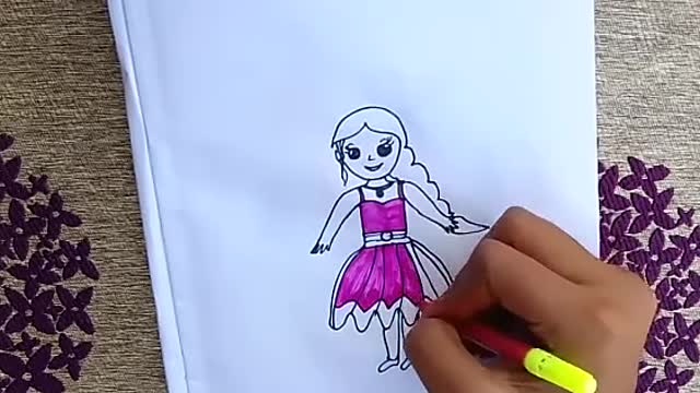 how to draw Barbie doll doll drawing for beginners step by step