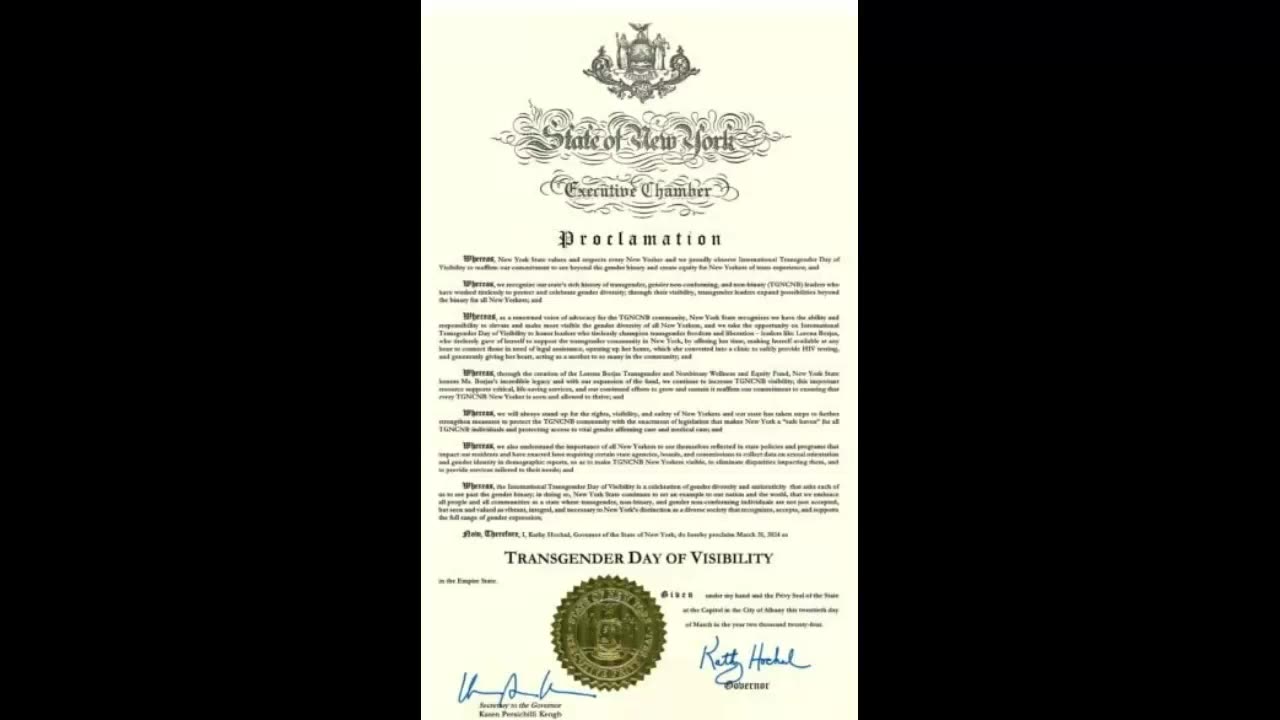 Kathy Hochul Turns Easter Into #Transgender Day Of Visibility Via Proclamation?