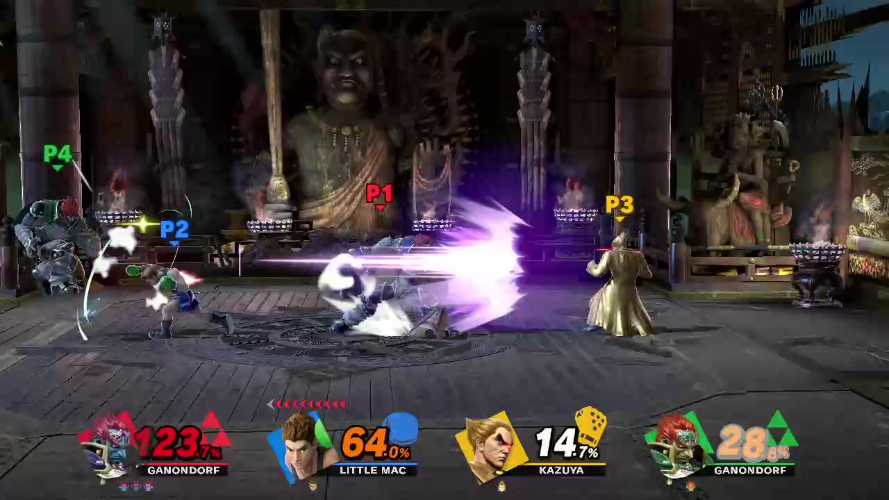 Ganondorf vs Little Mac vs Kazuya vs Ganondorf on Mishima Dojo (Super Smash Bros Ultimate)