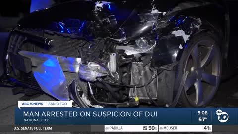 Man arrested on suspicion of DUI in National City crash