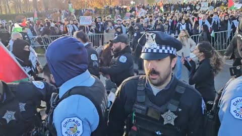 Pro-Palestine protest in Chicago. Protesters shut down eight lanes of traffic.