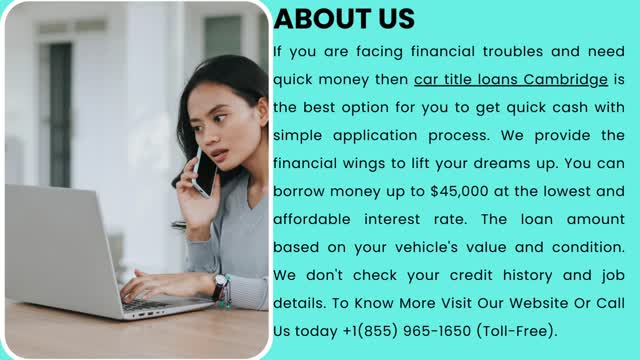 Borrow easy funds with car title loans Cambridge without credit checks