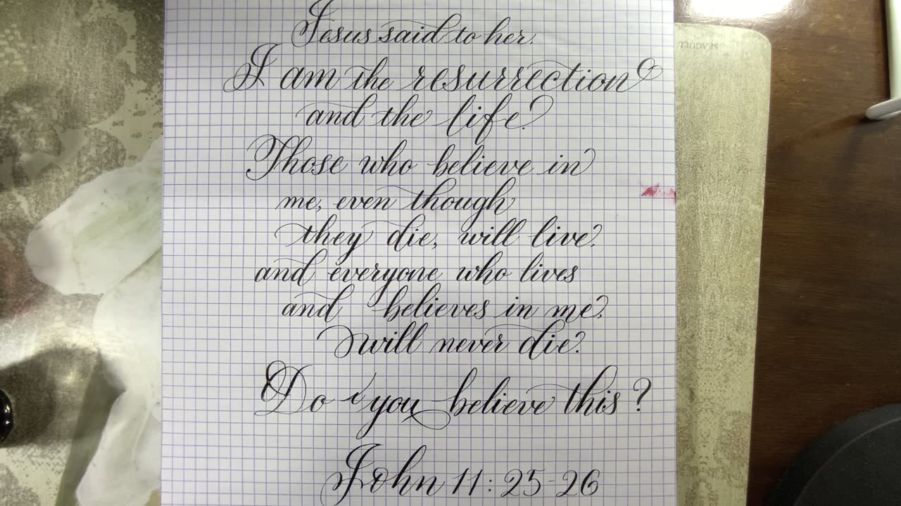 Calligraphy Handwriting John 11:25-26