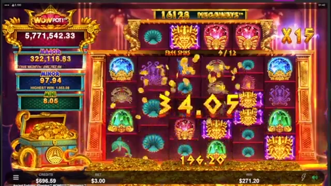 Ancient Fortunes Poseidon Megaways Slot Bonus BIG WIN (HUGE MULTIPLIER)