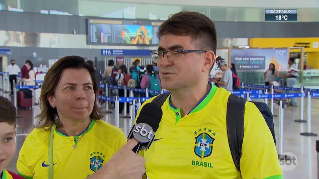 Torcedores brasileiros embarcam rumo ao Catar | SBT Brasil