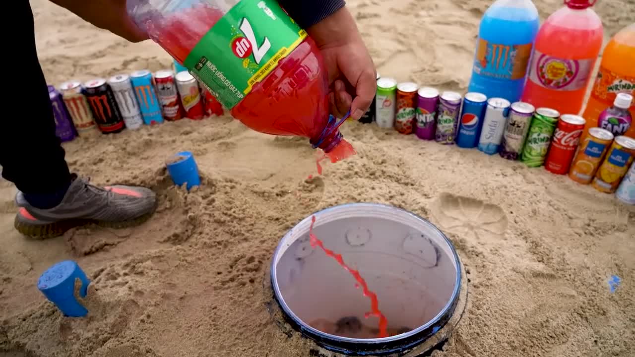 Big Underground Volcanic Eruption from Coca-Cola,Mtn Dew, Monster, Fanta, 7up, Mirinda and Mentos1