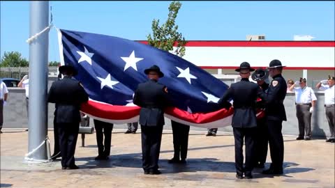 The Raising of the Flag ~ Morris' 9/11 Memorial Park ~ 6-14-12