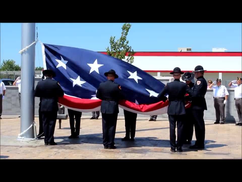 The Raising of the Flag ~ Morris' 9/11 Memorial Park ~ 6-14-12