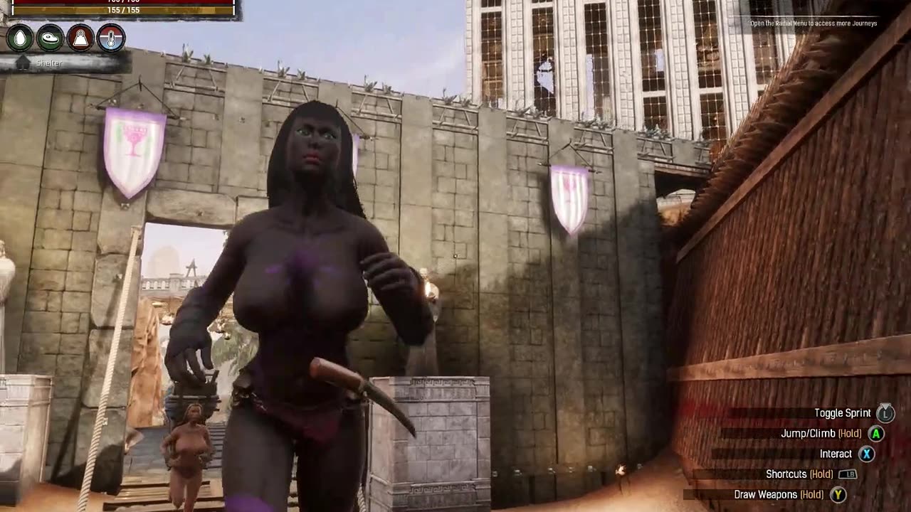 Conan Exiles farming meat and stuff for fountain Busty Boobs breast expansion huge tits milkers