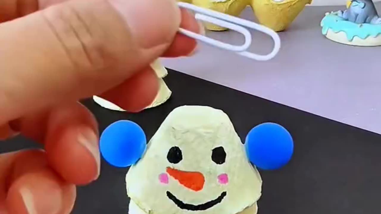 Snowman ☃️ Craft Using Egg Tray