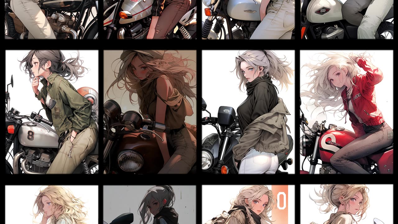 #motorcycle girl#cartoon#coolgirl#beauty