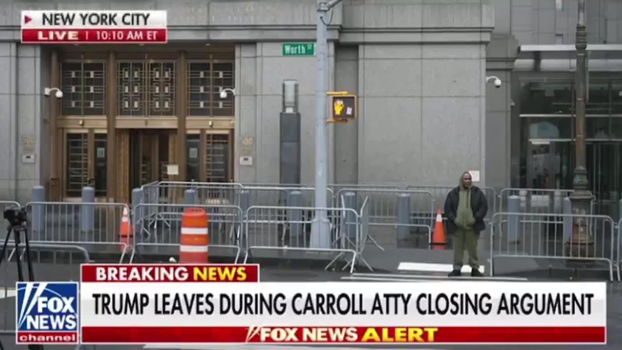 Donald Trump walks out of the courtroom as E. Jean Carroll's lawyer was making closing arguments