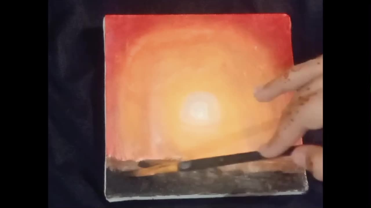 Easy Sunset painting on Canvas|Easy tutorial|Hadia Majeed