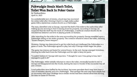 Pukwudgie Steals Man's Toilet, Toilet Won Back In Poker Game