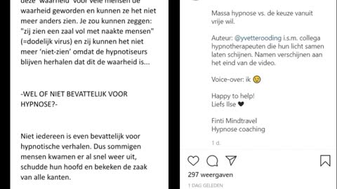 Massa hypnose versus de keuze vanuit vrije wil.