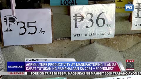 Agriculture productivity at manufacturing, ilan sa dapat tutukan ng pamahalaan sa 2024