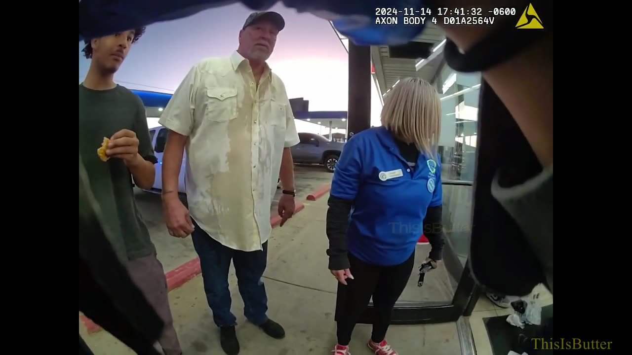 Oklahoma City Police arrests a naked man after he bit a finger off during a fight at a gas station