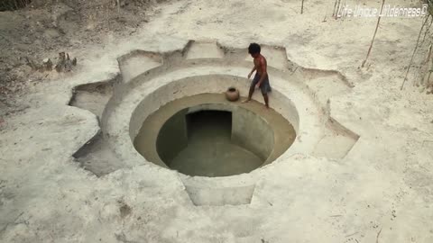 Brothers building complex culverts in the wilderness with bare hands