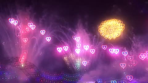 EDC 2018 Amazing fireworks with heart diffraction glasses.