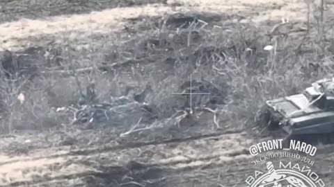 Drone footage of rpg ricochet from Russian tank