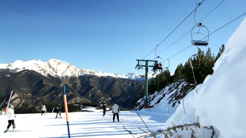 People skiing on the mountain