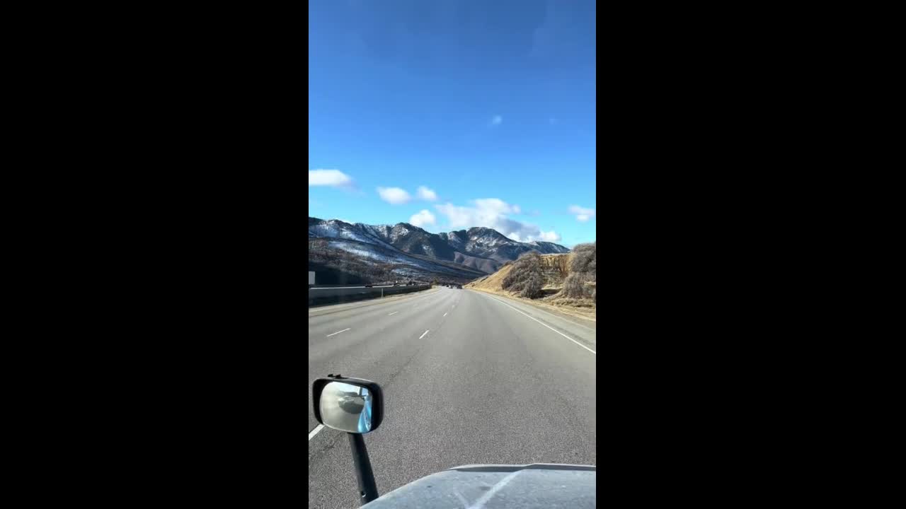 Truckers passing a scenic spot in Utah today.