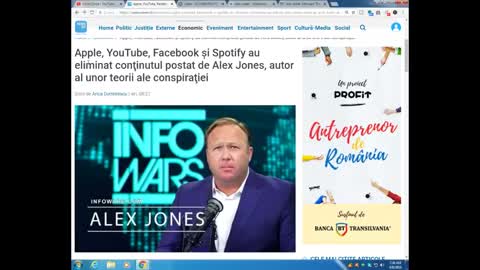 ALERTA!!! Alex Jones si INFOWARS au fost sterse de pe YOUTUBE