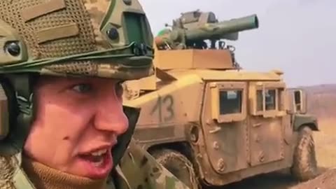 Ukrainians Fire TOW Missile Mounted On Top of Humvee