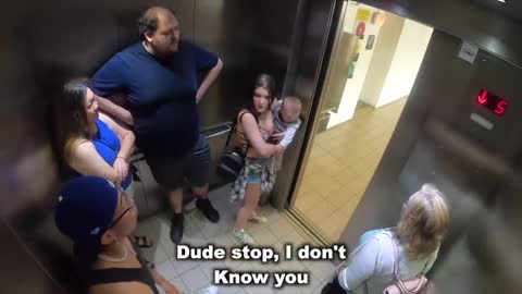 Disturbing Mother With Baby In The Elevator (social experimt)