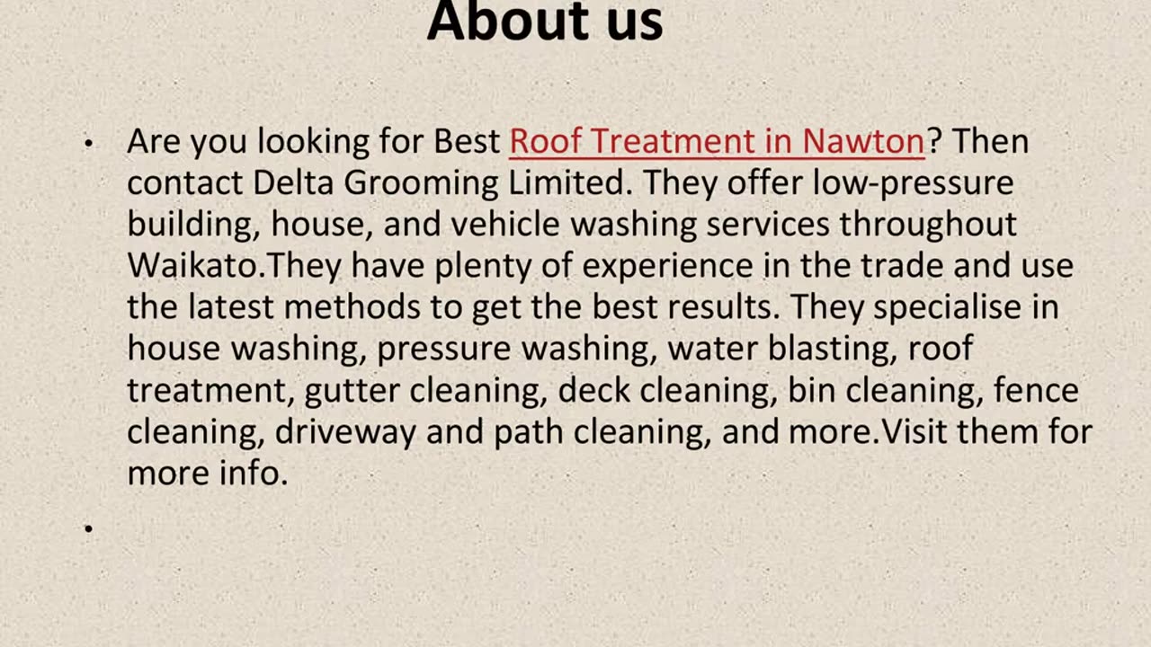 Best Roof Treatment in Nawton.