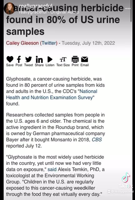 More than 80 percent of U.S. children and adults likely have glyphosate in their urine. That’s the “disturbing” result of a study conducted by the Centers for Disease Control and Prevention’s (CDC) National Health and Nutrition Examination Survey
