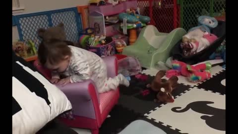 A loving interaction between a pet and a baby