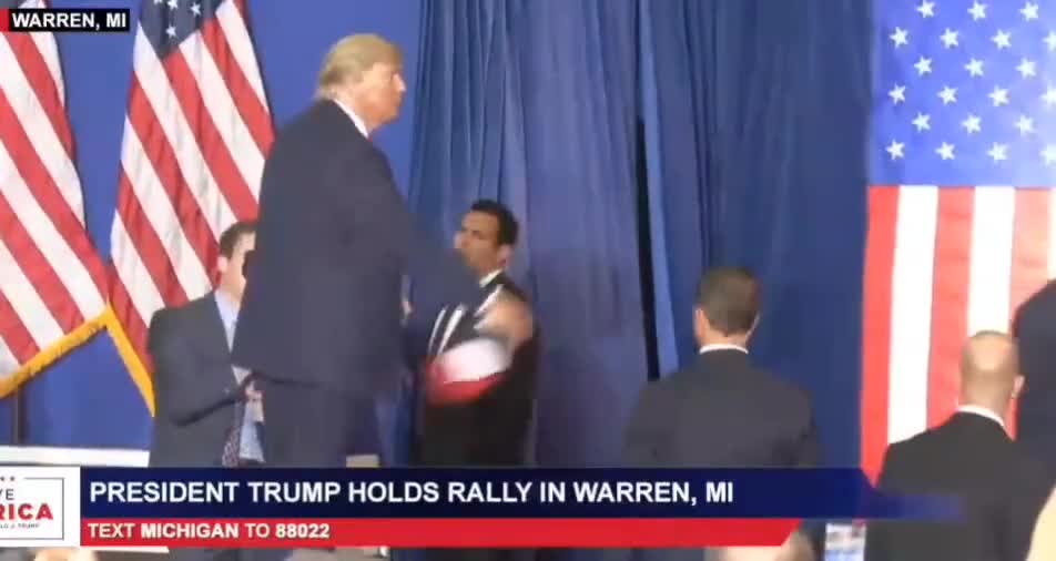 Nice Catch! Trump One-Hands a MAGA Hat and Sharpie from a Supporter While Exiting Stage