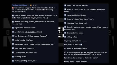 2.4.22: EVIL and CORRUPTION exposed in EVERY AREA! Stay the COURSE! Protect our CHILDREN! PRAY!