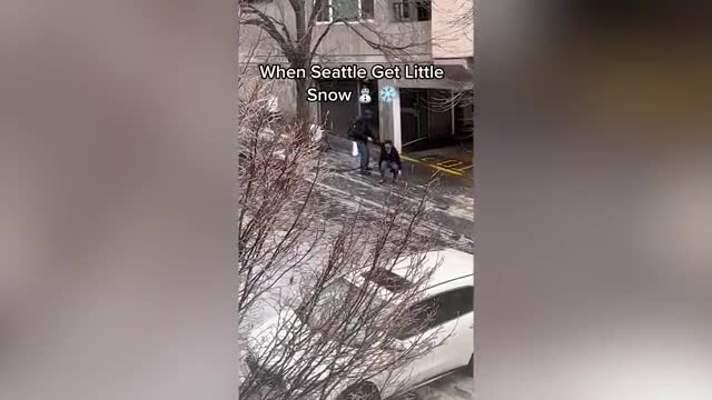 Icy Seattle hill proves comically impossible for pedestrians to walk up