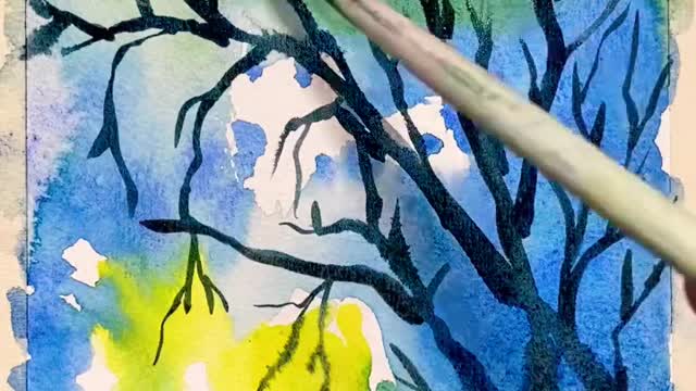 Super Easy Painting Ideas _ Watercolor Landscape Painting _ #shorts #art