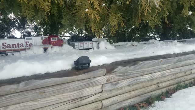 Plowing Snow With a Model Train