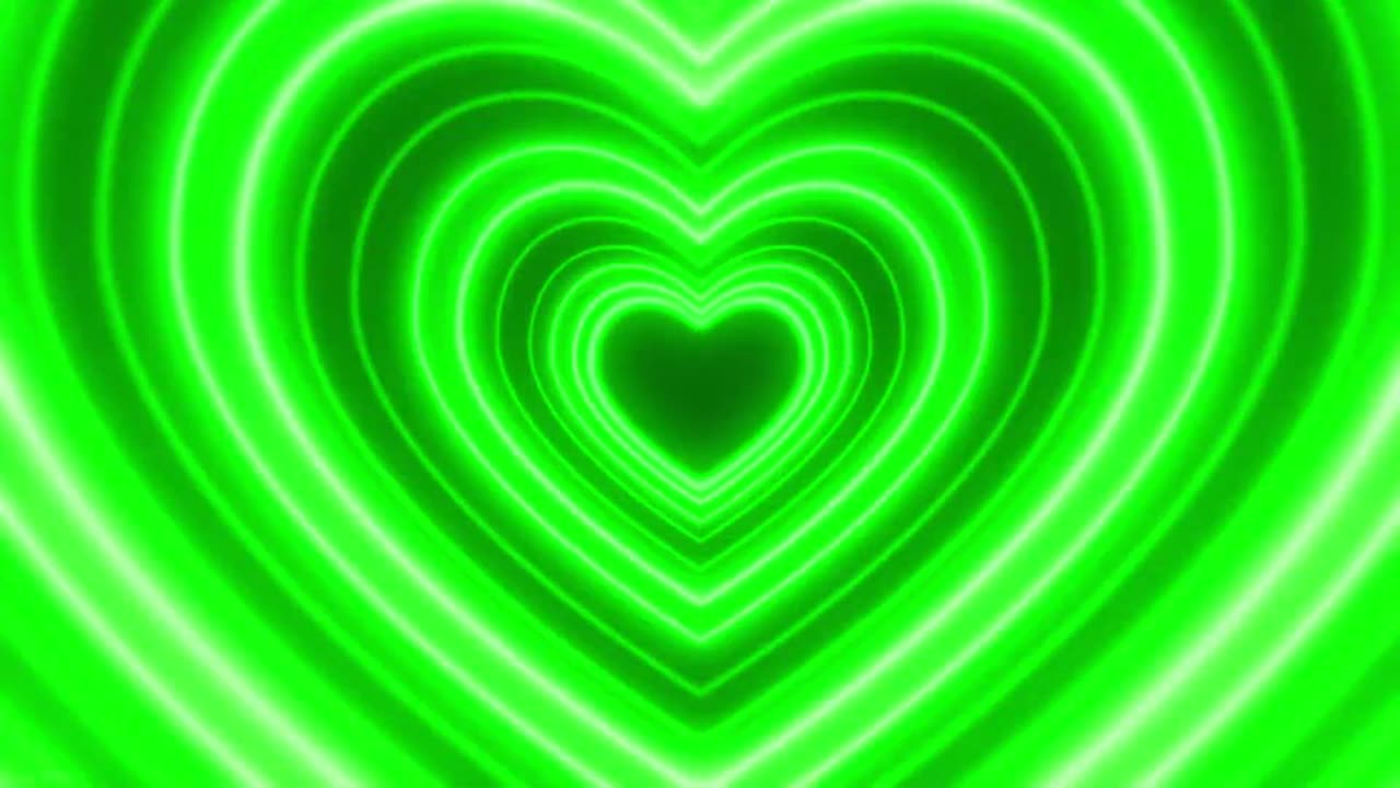 583. Blue and Green Heart Tunnel 💙💚Love Neon Background