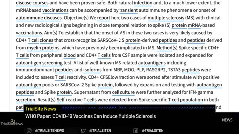 World Health Organization Paper - COVID-19 Vaccines Can Induce Multiple Sclerosis