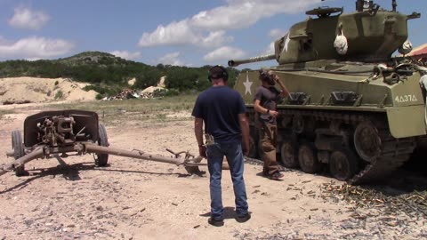 Michael firing M4 Sherman 76mm tank gun